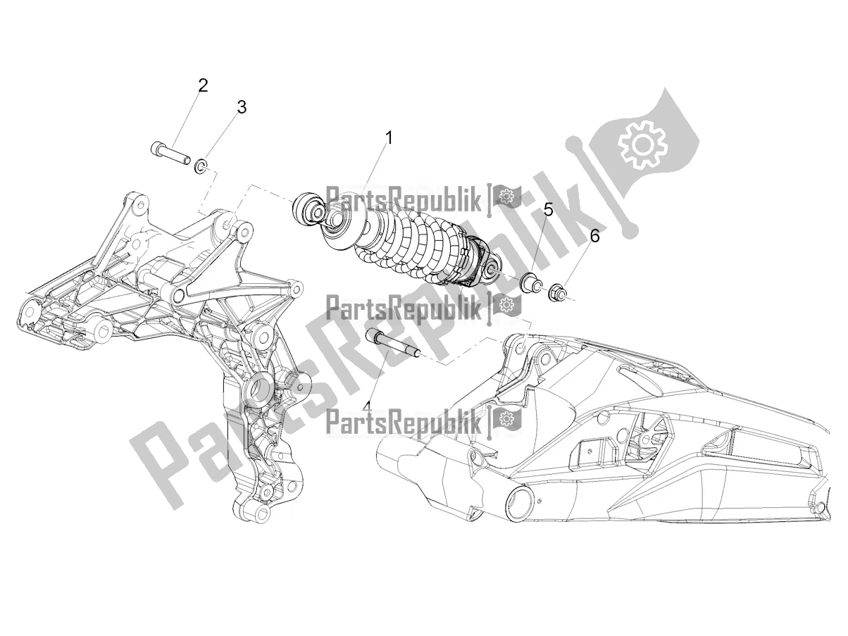 All parts for the Shock Absorber of the Aprilia Shiver 900 E4 ABS 2017-2018 Emea, Latam 2019