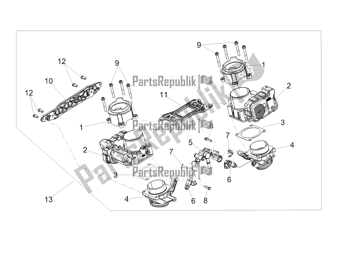 Alle onderdelen voor de Gasklephuis van de Aprilia Shiver 900 E4 ABS 2017-2018 Emea, Latam 2019