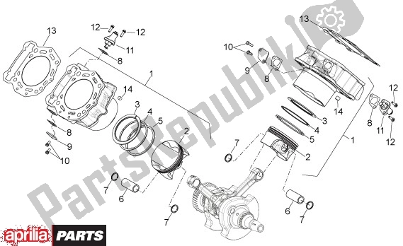 All parts for the Cylinder of the Aprilia Shiver GT 50 750 2009