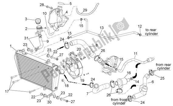 All parts for the Koelapparaat of the Aprilia Shiver GT 50 750 2009