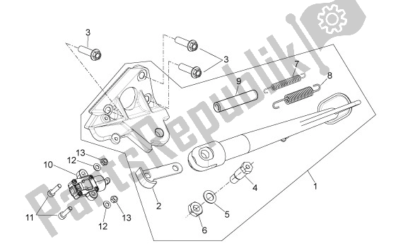 Alle Teile für das Mittelständer des Aprilia Shiver GT 50 750 2009