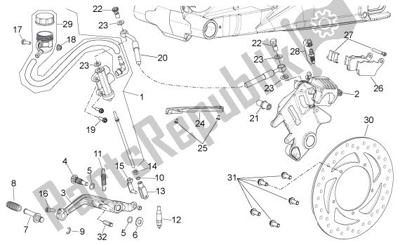 Tutte le parti per il Sistema Frenante Posteriore del Aprilia Shiver GT 50 750 2009
