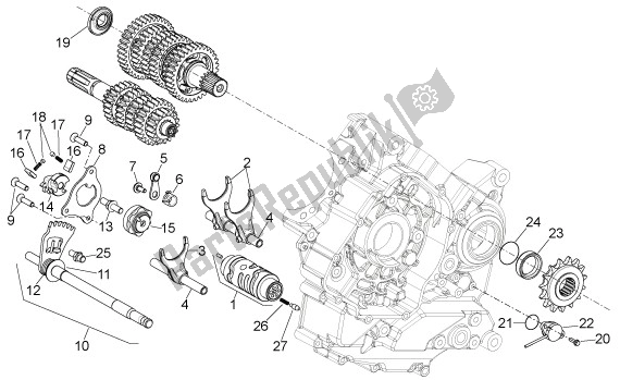 Alle onderdelen voor de Schakelvork van de Aprilia Shiver GT 50 750 2009