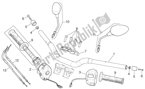 Todas las partes para Manillar de Aprilia Shiver GT 50 750 2009