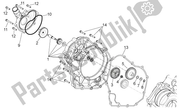 All parts for the Waterpomprondsel of the Aprilia Shiver GT 50 750 2009