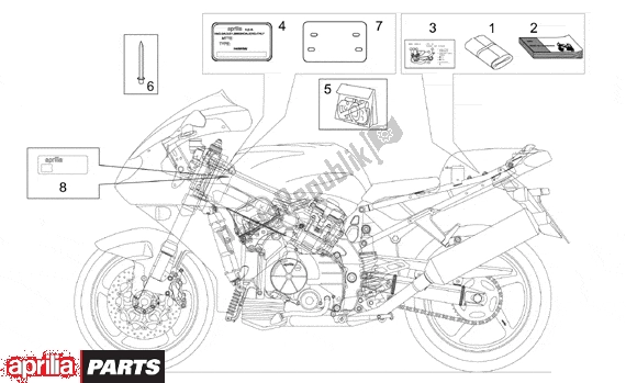 All parts for the Decal And Plate Set of the Aprilia SL Falco 392 1000 2000 - 2002