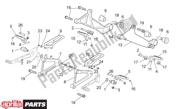 Wszystkie części do Foot Rests Aprilia SL Falco 392 1000 2000 - 2002