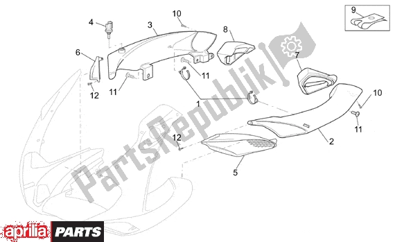 All parts for the Front Body Duct of the Aprilia SL Falco 392 1000 2000 - 2002