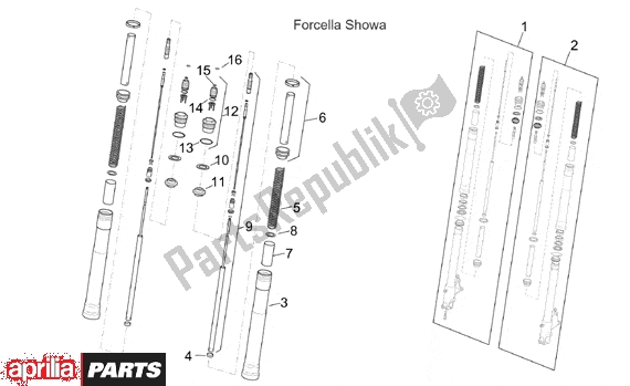 Alle onderdelen voor de Front Fork I van de Aprilia SL Falco 392 1000 2000 - 2002
