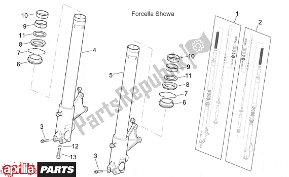 Alle onderdelen voor de Front Fork Ii van de Aprilia SL Falco 392 1000 2000 - 2002