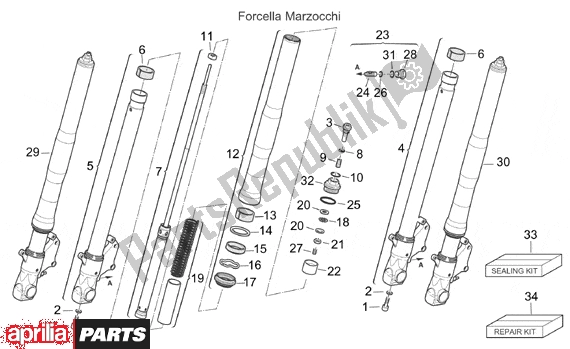 Alle onderdelen voor de Front Fork Iii van de Aprilia SL Falco 392 1000 2000 - 2002