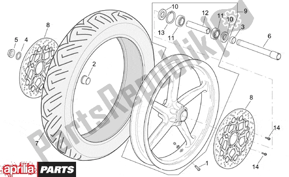 Alle onderdelen voor de Front Wheel van de Aprilia SL Falco 392 1000 2000 - 2002
