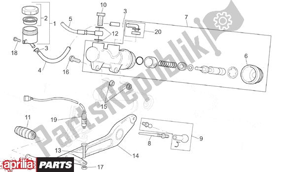 All parts for the Rear Brake Pump of the Aprilia SL Falco 392 1000 2000 - 2002