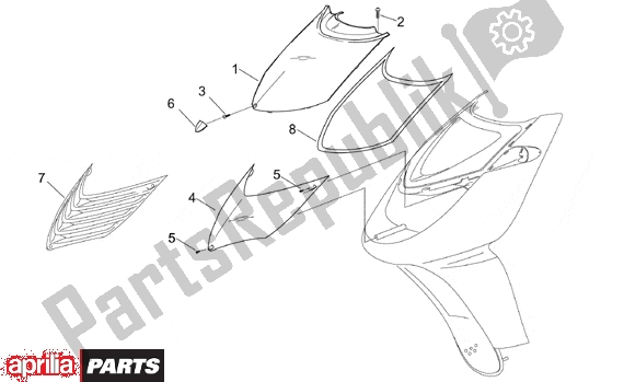 All parts for the Front Body Iii Front Fairing of the Aprilia Sonic 50 Aircooled 530 1998 - 2007