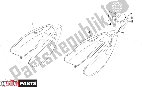 All parts for the Rear Body Ii Rear Fairing of the Aprilia Sonic 50 Aircooled 530 1998 - 2007