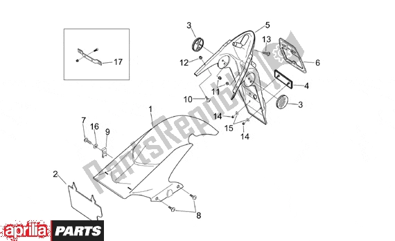 All parts for the Rear Body Iii Mudguard of the Aprilia Sonic 50 Aircooled 530 1998 - 2007