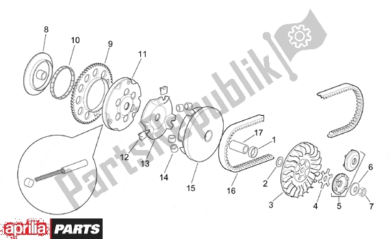 All parts for the Variator of the Aprilia Sonic 50 Aircooled 530 1998 - 2007