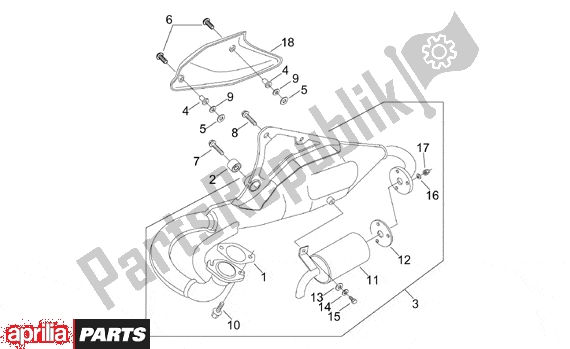 All parts for the Normal Exhaust Unit of the Aprilia Sonic GP Liquid Cooled 531 50 1998 - 2005