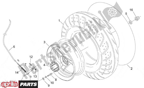 All parts for the Rear Wheel of the Aprilia Sonic GP Liquid Cooled 531 50 1998 - 2005