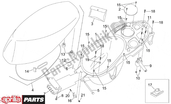 All parts for the Saddle And Helmet Compartment of the Aprilia Sonic GP Liquid Cooled 531 50 1998 - 2005