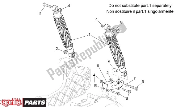 Alle onderdelen voor de Achterwielophanging van de Aprilia Sport City 125-200 671 2004 - 2006