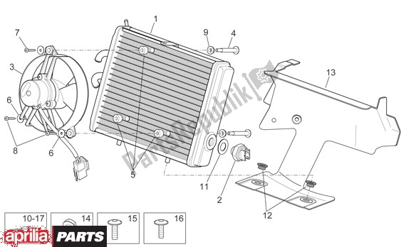 All parts for the Radiator of the Aprilia Sport City 125-200 671 2004 - 2006