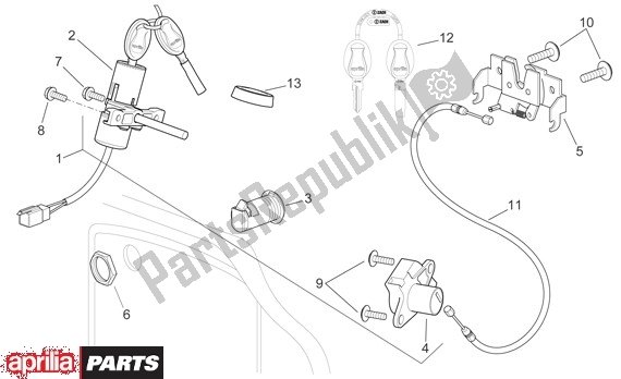 All parts for the Slotset of the Aprilia Sport City 125-200 671 2004 - 2006