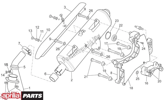 Tutte le parti per il Uitlaatgroep del Aprilia Sport City 125-200 671 2004 - 2006