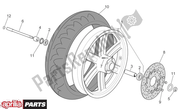 All parts for the Front Wheel of the Aprilia Sport City 125-200 671 2004 - 2006