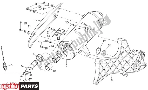 Alle onderdelen voor de Uitlaatgroep van de Aprilia Sport City 125-200-250 EU3 27 2006 - 2008