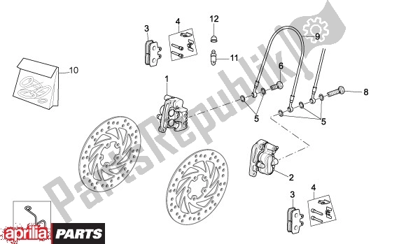 All parts for the Voorwielremklauw of the Aprilia Sport City 125-200-250 EU3 27 2006 - 2008