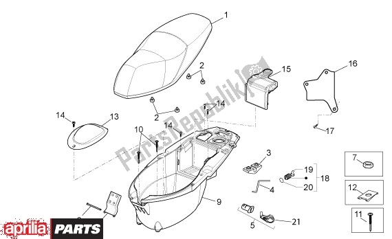 Tutte le parti per il Helmbak del Aprilia Sport City 50 4T 48 2008 - 2010