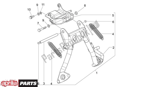 All parts for the Center Stand of the Aprilia Sport City 50 4T 48 2008 - 2010