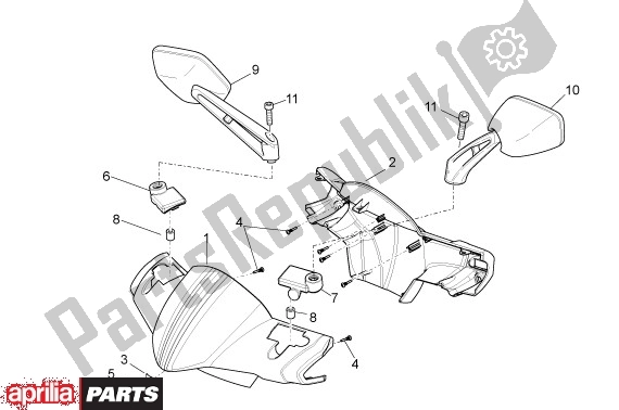 All parts for the Stuurafdekking 2010 of the Aprilia Sport City 50 4T 48 2008 - 2010