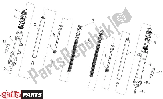 All parts for the Telescoopvorkcomponenten of the Aprilia Sport City 50 4T 48 2008 - 2010