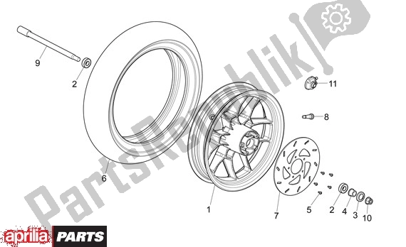 All parts for the Front Wheel of the Aprilia Sport City 50 4T 48 2008 - 2010