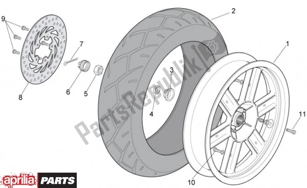 All parts for the Rear Wheel of the Aprilia Sport City Cube 45 125 2008 - 2010