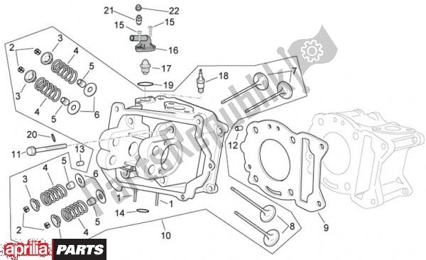 Alle onderdelen voor de Kop Cilinder van de Aprilia Sport City Cube 45 125 2008 - 2010