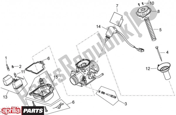 All parts for the Onderdelen Carburateur of the Aprilia Sport City Cube 45 125 2008 - 2010