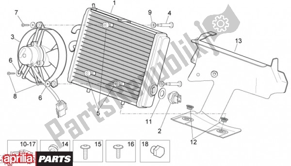 All parts for the Radiator of the Aprilia Sport City Cube 45 125 2008 - 2010