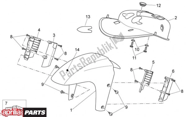 All parts for the Fender of the Aprilia Sport City Cube 45 125 2008 - 2010