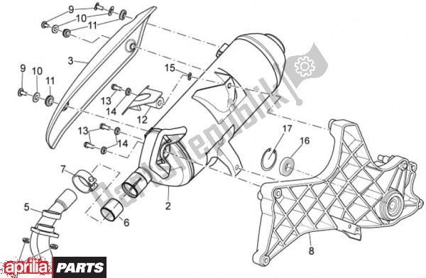 All parts for the Exhaust of the Aprilia Sport City Cube 45 125 2008 - 2010