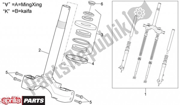 All parts for the Front Fork of the Aprilia Sport City Cube 45 125 2008 - 2010