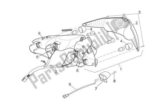 All parts for the Taillight of the Aprilia Sport City Cube 44 250 2008 - 2010