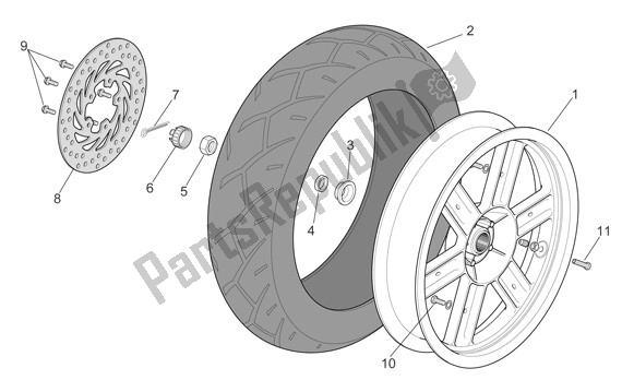 Toutes les pièces pour le Roue Arrière du Aprilia Sport City Cube 44 250 2008 - 2010