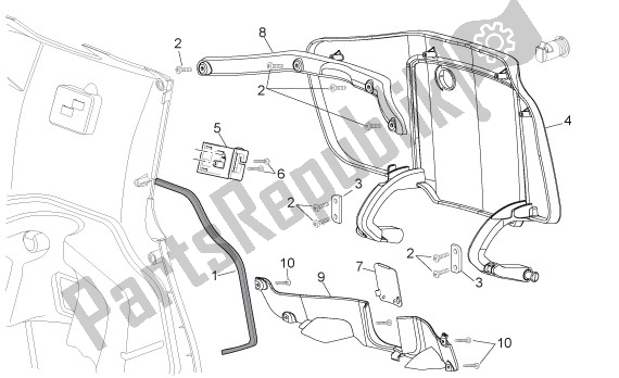 All parts for the Bagagevakklap of the Aprilia Sport City Cube 44 250 2008 - 2010