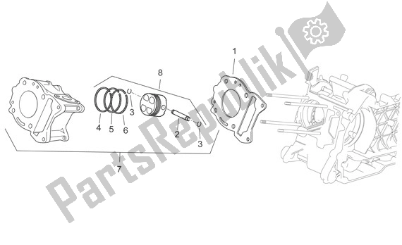 All parts for the Cylinder of the Aprilia Sport City Cube 44 250 2008 - 2010