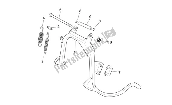 All parts for the Center Stand of the Aprilia Sport City Cube 44 250 2008 - 2010