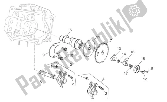 All parts for the Camshaft of the Aprilia Sport City Cube 44 250 2008 - 2010