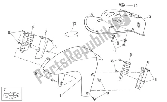 All parts for the Fender of the Aprilia Sport City Cube 44 250 2008 - 2010